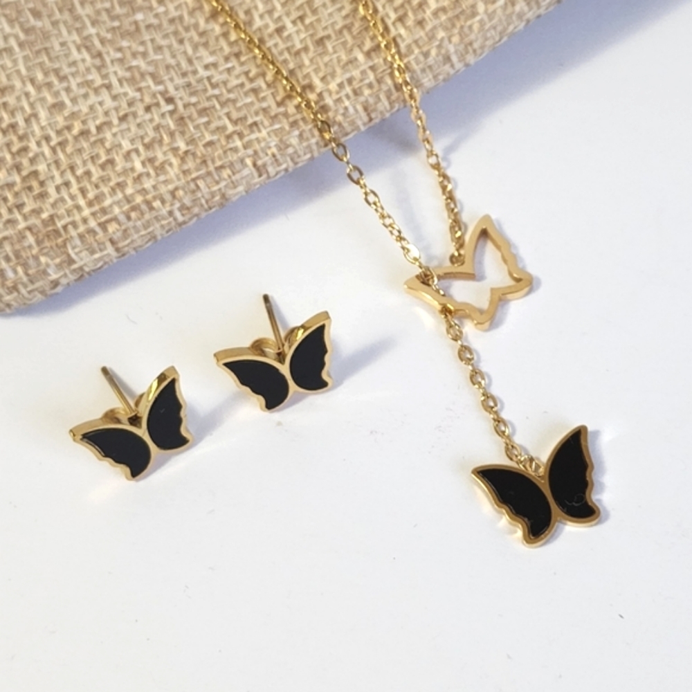 18K Gold Plated Necklace Earrings Set